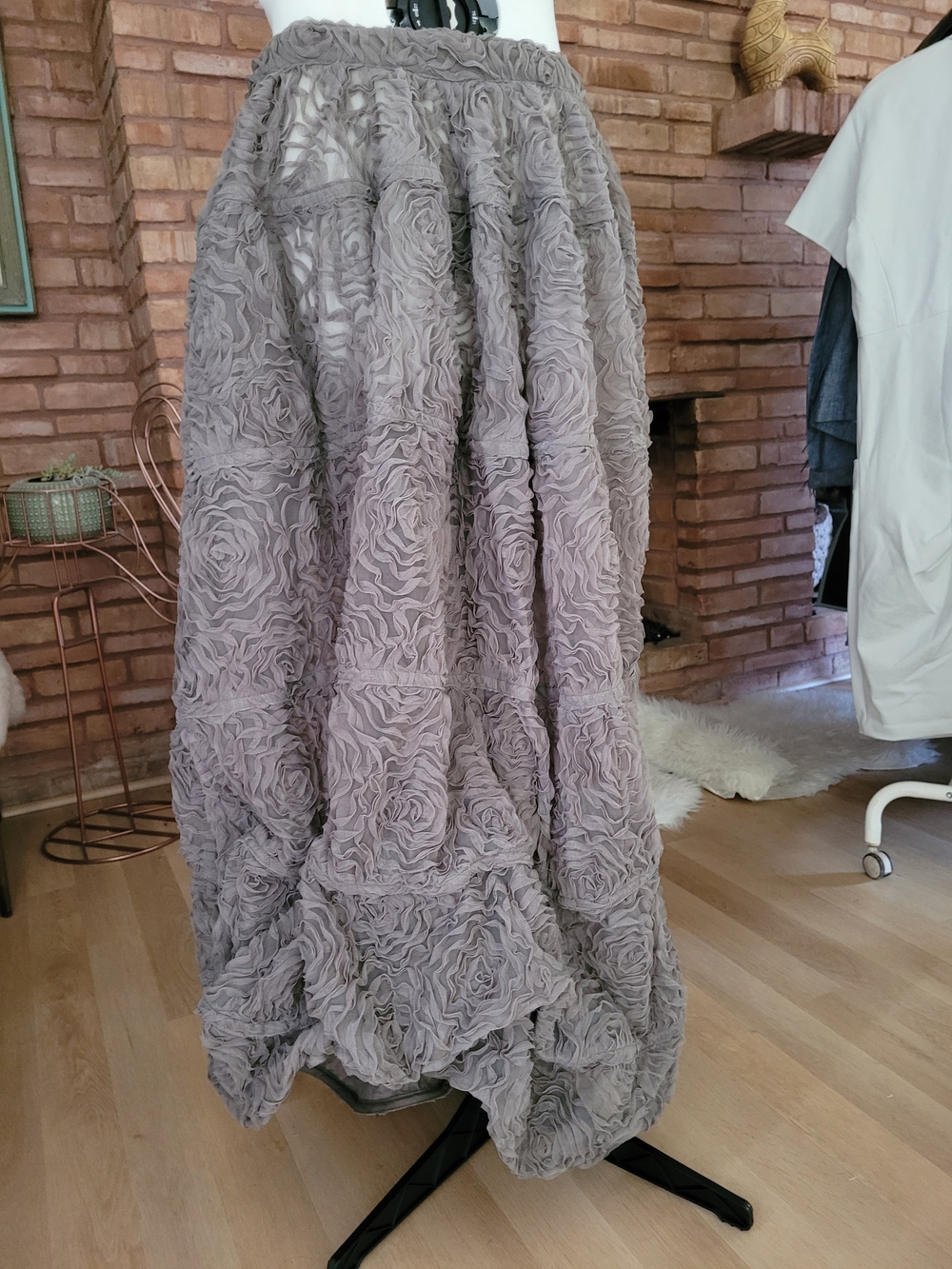 Ivan Grundahl Modernist Hoop Skirt In Gray Taupe Rosette With Matching Shawl